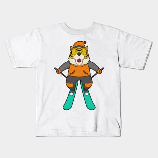 Tiger Skier Ski Kids T-Shirt